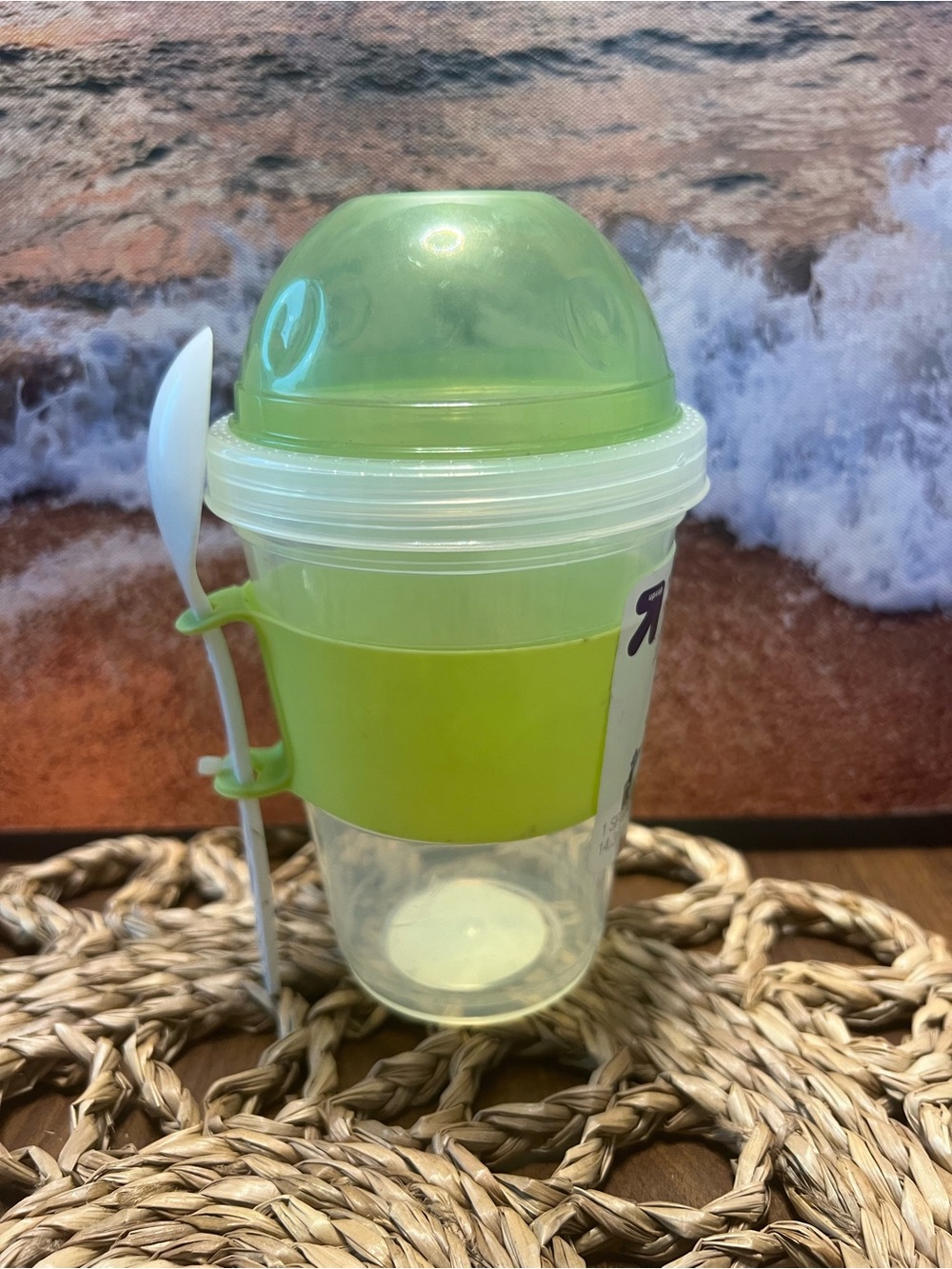 Reusable Green Snack Cup with Spoon
